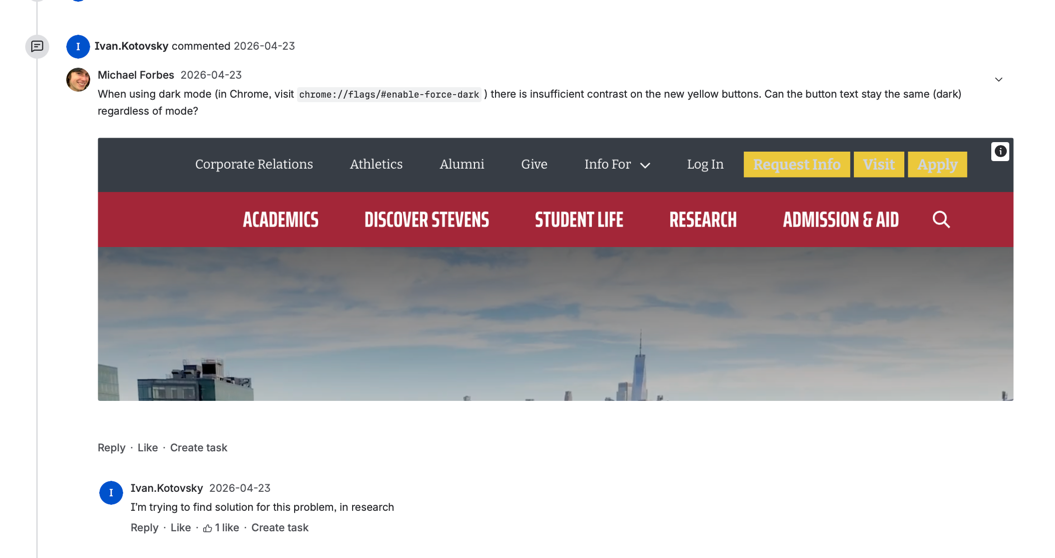 Michael — dark mode contrast